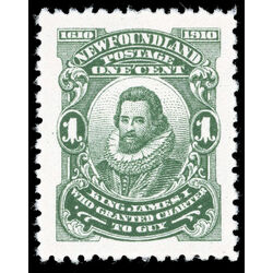 newfoundland stamp 87xiv king james i 1 1910 M XFNH 009