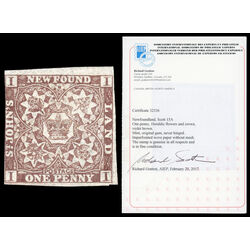 newfoundland stamp 15a pence third issue 1d 1861 M FNH 014
