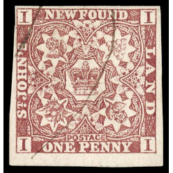 newfoundland stamp 1 pence first issue 1d 1857 U F VF 048