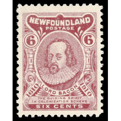 newfoundland stamp 92 lord bacon 6 1910 M VF 018