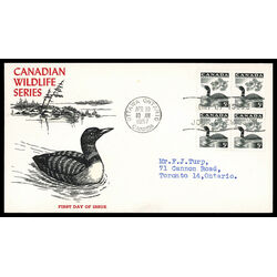 canada stamp 369 loon 5 1957 FDC BLOCK 031