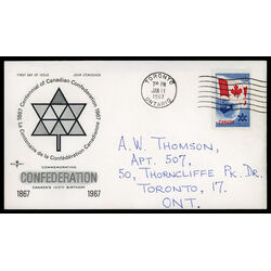 canada stamp 453 flag and planet earth 5 1967 FDC PC 027