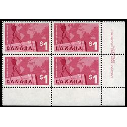 canada stamp 411 crane and map 1 1963 PB LR