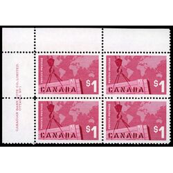 canada stamp 411i crane and map 1 1963 PB UL