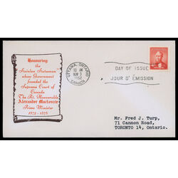 canada stamp 319 alexander mackenzie 4 1952 FDC PC 012