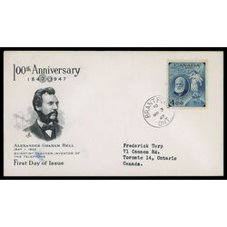 canada stamp 274 alexander graham bell 4 1947 FDC PC 049