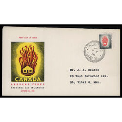 canada stamp 364 house on fire 5 1956 FDC PC 024