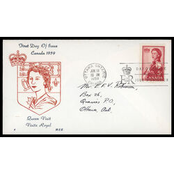 canada stamp 386 queen elizabeth ii 5 1959 FDC PC 061