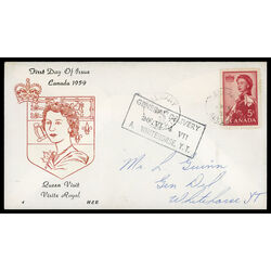 canada stamp 386 queen elizabeth ii 5 1959 FDC PC 062