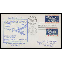 canada stamp 387 seaway and national emblems 5 1959 FDC JOINT 068