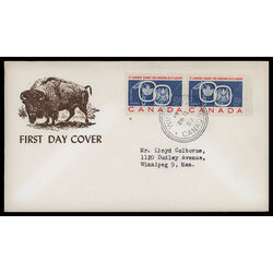 canada stamp 387 seaway and national emblems 5 1959 FDC PC 070
