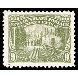 newfoundland stamp 94 logging camp 9 1910 M VF 026