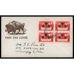 canada stamp 388 national emblems 5 1959 FDC BLOCK 042