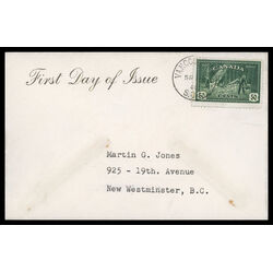 canada stamp 272 logging bc 50 1946 FDC 037