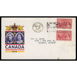 canada stamp 237 king george vi queen elizabeth 3 1937 FDC PC 112