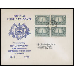 canada stamp 277 parliament buildings 4 1948 FDC BLOCK 056