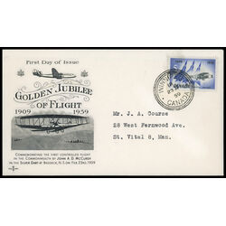 canada stamp 383 silver dart and jet planes 5 1959 FDC PC 032