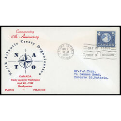 canada stamp 384 globe 5 1959 FDC PC 020