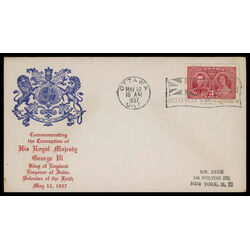 canada stamp 237 king george vi queen elizabeth 3 1937 FDC PC 113