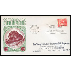 canada stamp 314 three penny beaver 15 1951 FDC PC 012