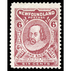 newfoundland stamp 92 lord bacon 6 1910 M F 020