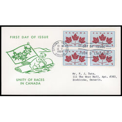 canada stamp 417 maple leaves 5 1964 FDC BLOCK 016