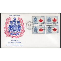 canada stamp 429a canada maple leaf 5 1966 FDC BLOCK 020