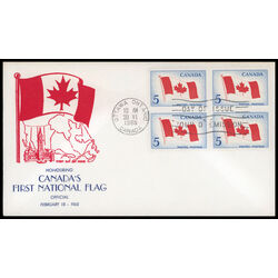 canada stamp 439 canadian flag 5 1965 FDC BLOCK 021