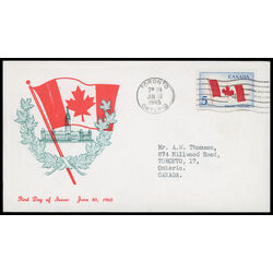 canada stamp 439 canadian flag 5 1965 FDC PC 026