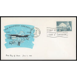 canada stamp 438 sir wilfred grenfell and ship 5 1965 FDC PC 031