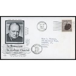 canada stamp 440 sir winston churchill 5 1965 FDC PC 027