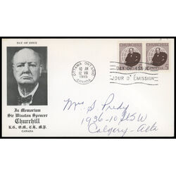 canada stamp 440 sir winston churchill 5 1965 FDC PC 034
