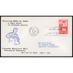canada stamp 363 chemical industry 25 1956 FDC PC 022