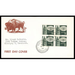 canada stamp 441 peace tower 5 1965 FDC BLOCK 017
