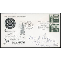 canada stamp 441 peace tower 5 1965 FDC PC 032
