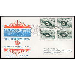 canada stamp 437 maple leaf and icy symbol 5 1965 FDC BLOCK 019