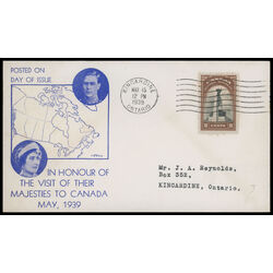 canada stamp 247 national memorial ottawa 2 1939 FDC PC 027