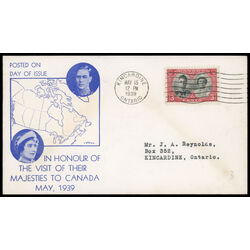 canada stamp 248 king george vi queen elizabeth 3 1939 FDC PC 033
