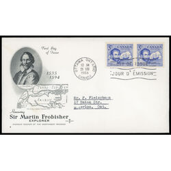 canada stamp 412 sir martin frobisher 5 1963 FDC PC 042