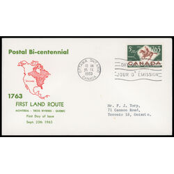 canada stamp 413 postrider and map 5 1963 FDC PC 033
