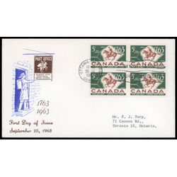 canada stamp 413 postrider and map 5 1963 FDC BLOCK 035