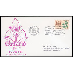 canada stamp 418 ontario white trillium 5 1964 FDC PC 016