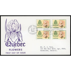 canada stamp 419 quebec white garden lily 5 1964 FDC BLOCK 018