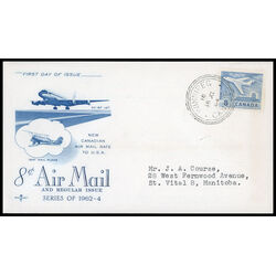 canada stamp 436 jet plane ottawa 8 1964 FDC PC 023