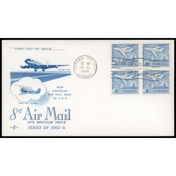 canada stamp 436 jet plane ottawa 8 1964 FDC BLOCK 025
