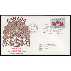 canada stamp 417 maple leaves 5 1964 FDC PC 018