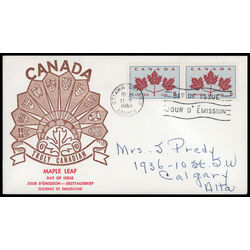 canada stamp 417 maple leaves 5 1964 FDC PC 019