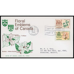 canada stamp 418 ontario white trillium 5 1964 FDC COMBO 022