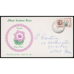 canada stamp 422 manitoba prairie crocus 5 1965 FDC PC 021
