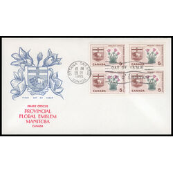 canada stamp 422 manitoba prairie crocus 5 1965 FDC BLOCK 022